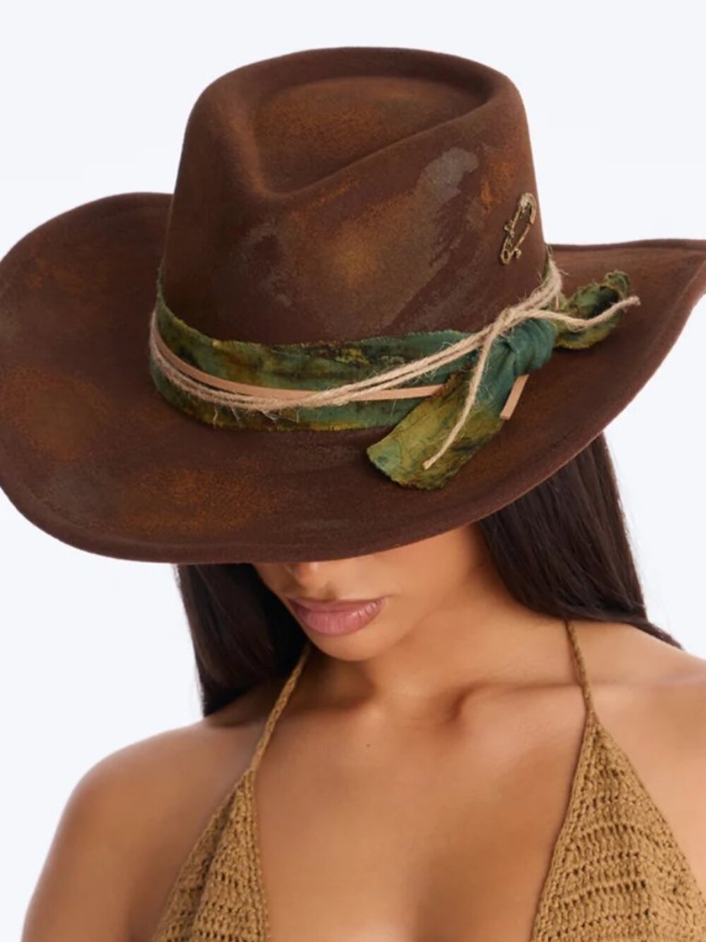 NWT Unique Festival - Coyote Ugly - Old West Cowboy Hat - Brown